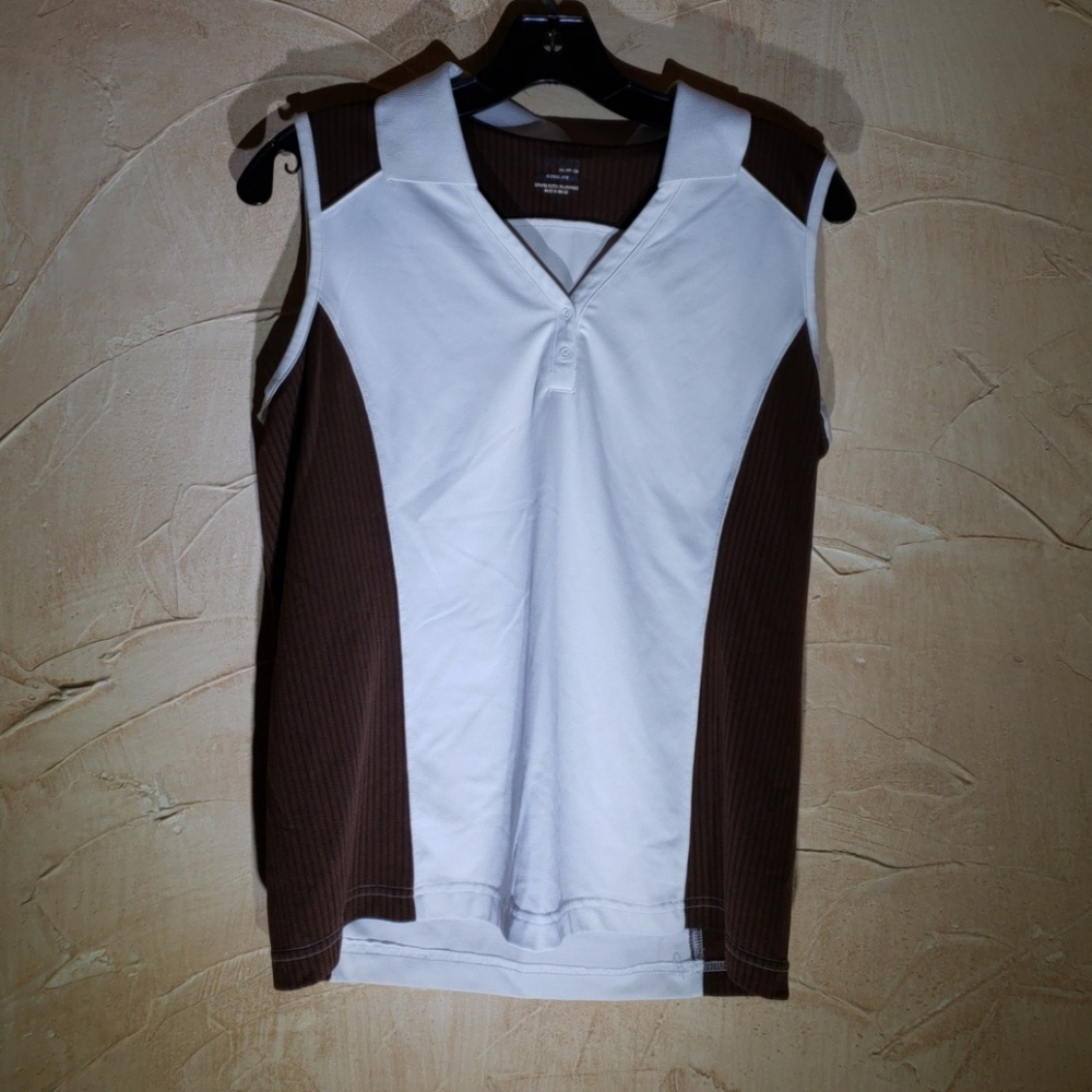Izod XFG Cool-FX Sleeveless Shirt Top Brown Medium